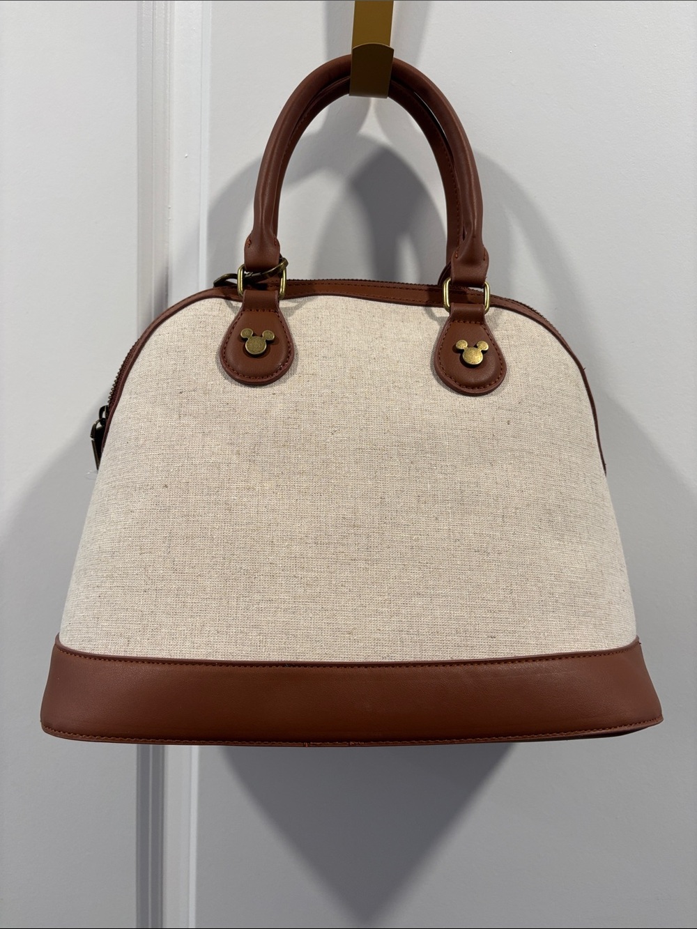 Disney Mickey Mouse Satchel Bag - Beige & Brown with Yellow Accent - Picture 3 of 7